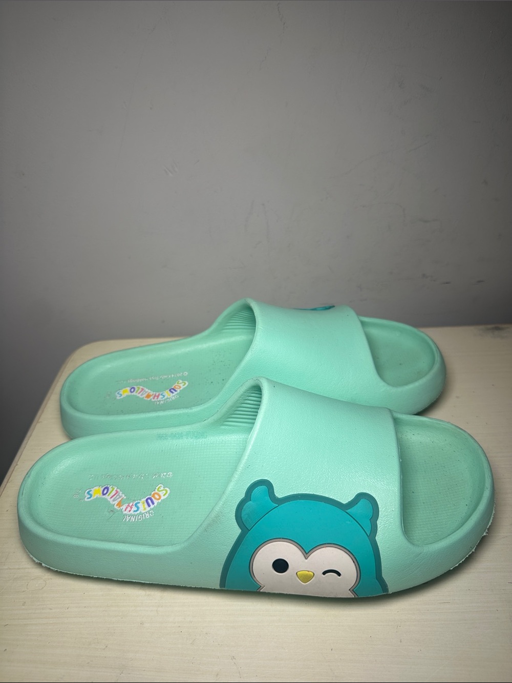 Squishmallows Mint Green Winston the Owl Slide Sandals